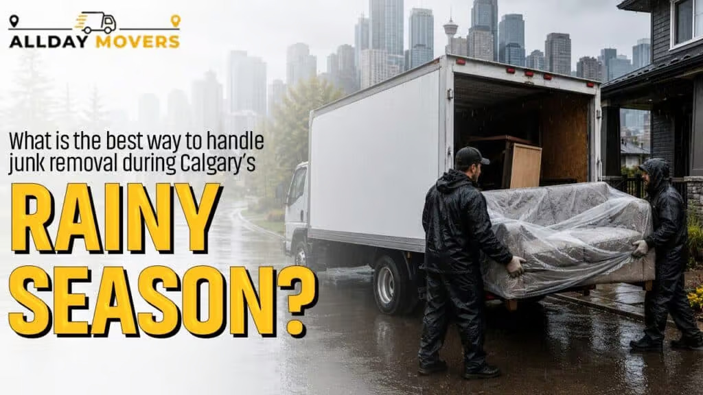 What is the best way to handle junk removal during Calgary's rainy season?
